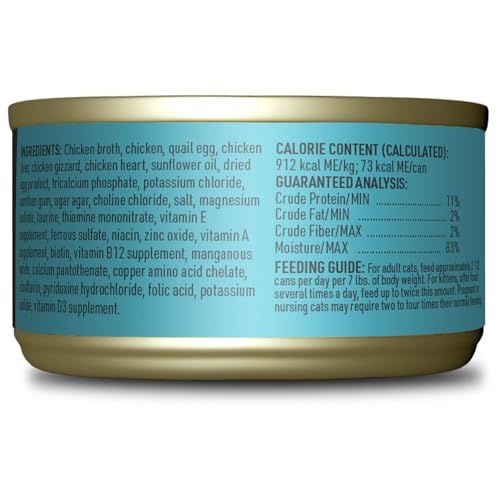 Tiki Cat After Dark Pate+, Chicken & Quail Egg, High-Protein and 100% Non-GMO Ingredients, Wet Cat Food for Adult Cats, 2.8 oz.