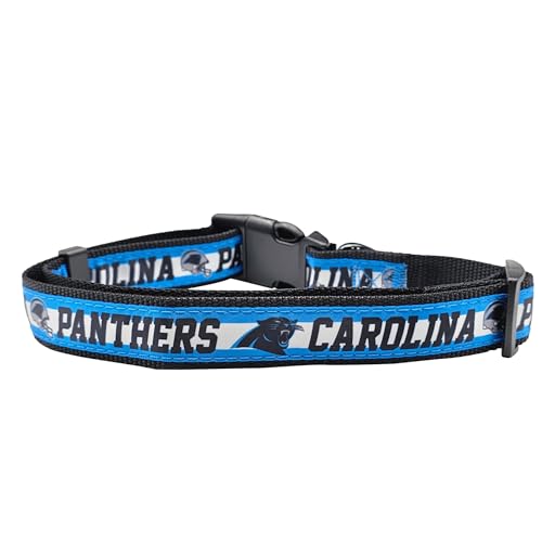 Pets First NFL Carolina Panthers Licensed PET COLLAR, Large - Heavy-Duty, Strong, and Durable Dog Collar. Available in 31 Footba