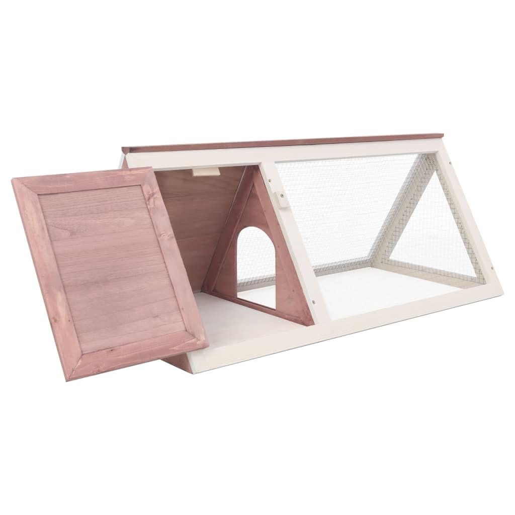 'vidaXL Rabbit Cage - Outdoor Brown Fir Wood Animal Cage with Wire Grid, Easy-to-Open Door, Weather-Resistant Design for Rabbits and Small Animals