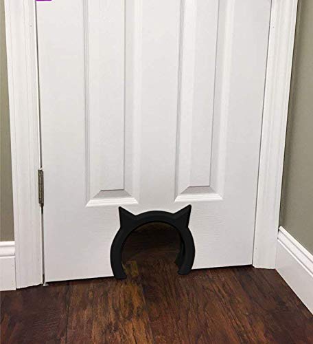 The Kitty Pass Cat Door For Interior Door - Cat Hole Kitty Door For Hidden Litter Box - Special Midnight Edition - Pet Door For