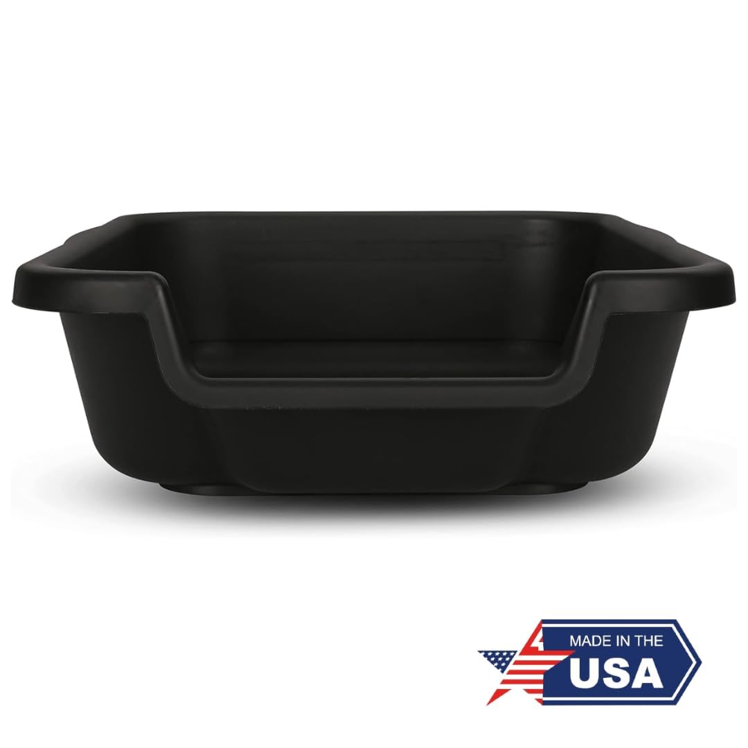 Kittygohere Senior Cat Litter Box 2 Pack, Small Black Low Entrance Kitty Litter Box, Sized For Cats Comfort, Perfect For Senior