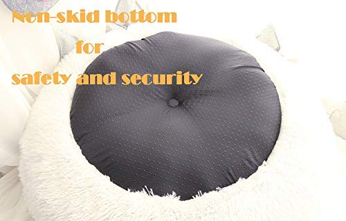 Bodiseint Modern Soft Plush Round Pet Bed For Cats Or Small Dogs, Mini Medium Sized Dog Cat Bed Self Warming Autumn Winter Indoor Snooze Sleeping Cozy Kitty Teddy Kennel (20''D X 8'' H, Dark Grey)