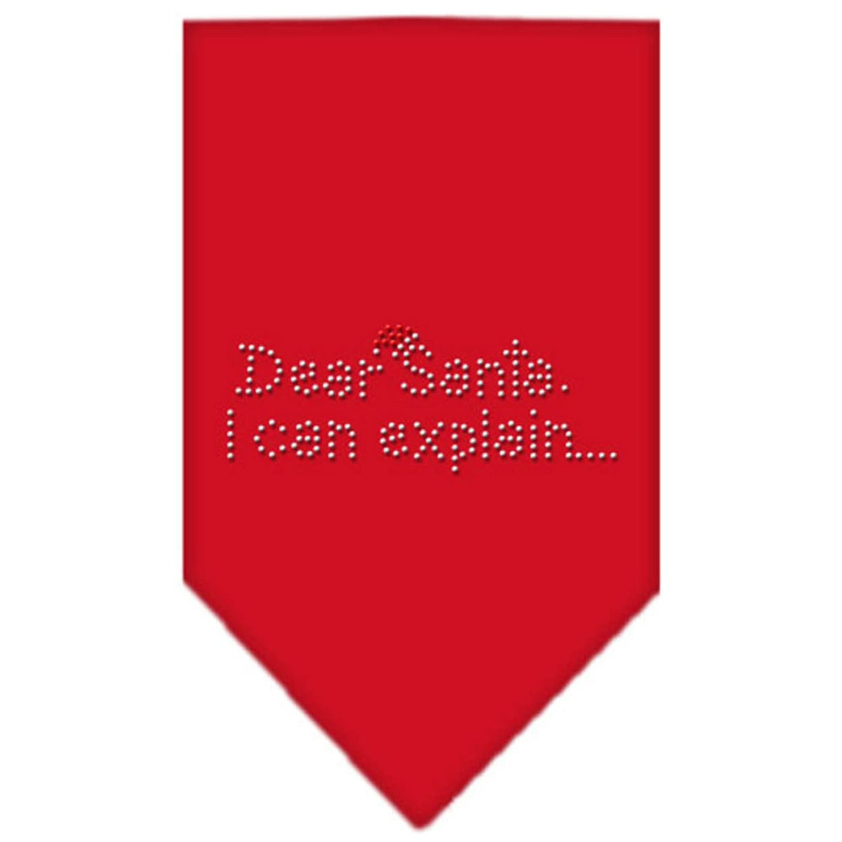 Christmas Pet and Dog Bandana Rhinestone, &quot;Dear Santa, I Can Explain&quot; Red Small