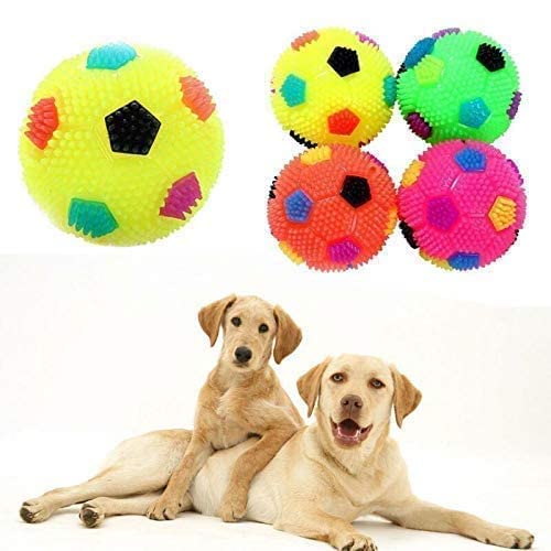 Dog Trust LED Whistle Squeaky Squeaker Sound Ball Puppy Dog Cat Pet Chew Playing Rubber Ball Toy 1 Pieces