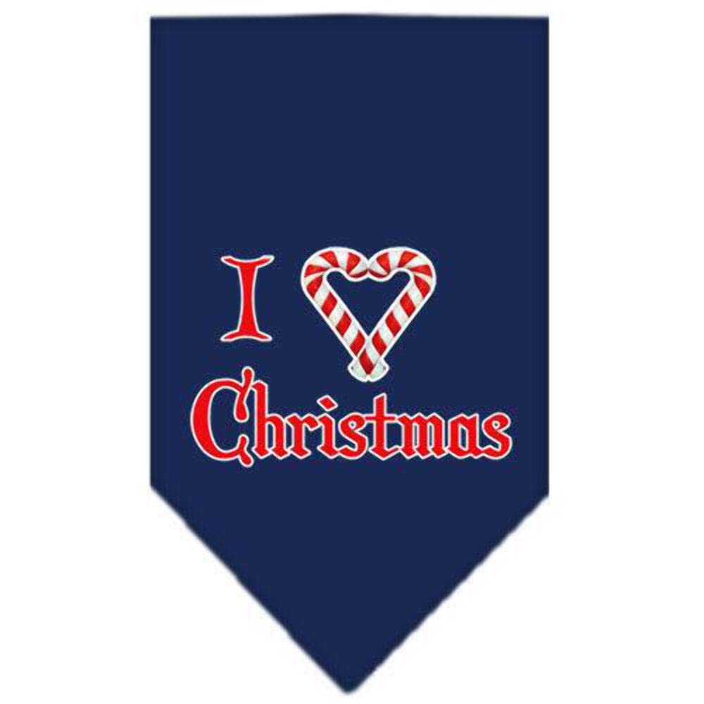 Christmas Pet and Dog Bandana Screen Printed, &quot;I Heart Christmas&quot; Light Pink Large