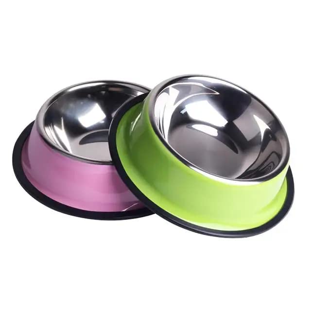 2 Stainless Steel Dog Bowls, Dog Feeding Bowls, Dog Plate Bowls With NonSlip Rubber Bases, Medium And Large Pet Feeder Bowls An