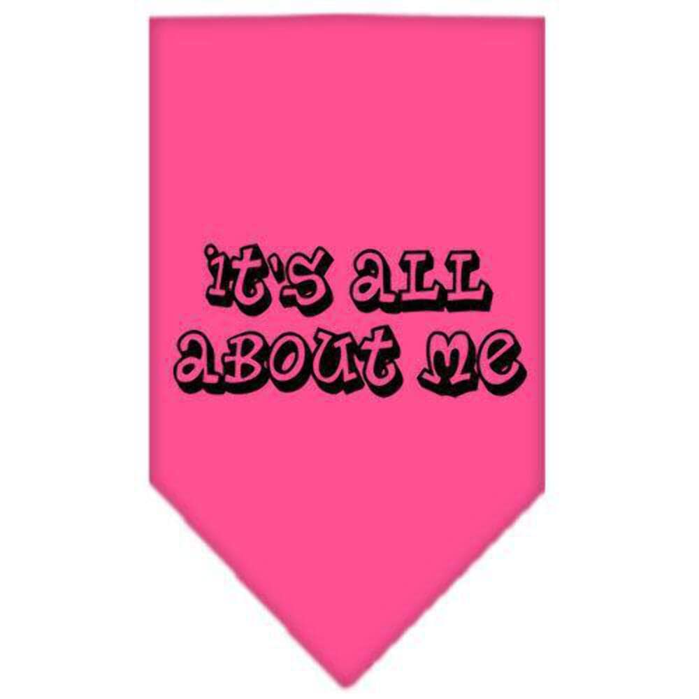 Pet and Dog Bandana Screen Printed, &quot;It's All About Me&quot; Light Pink Small