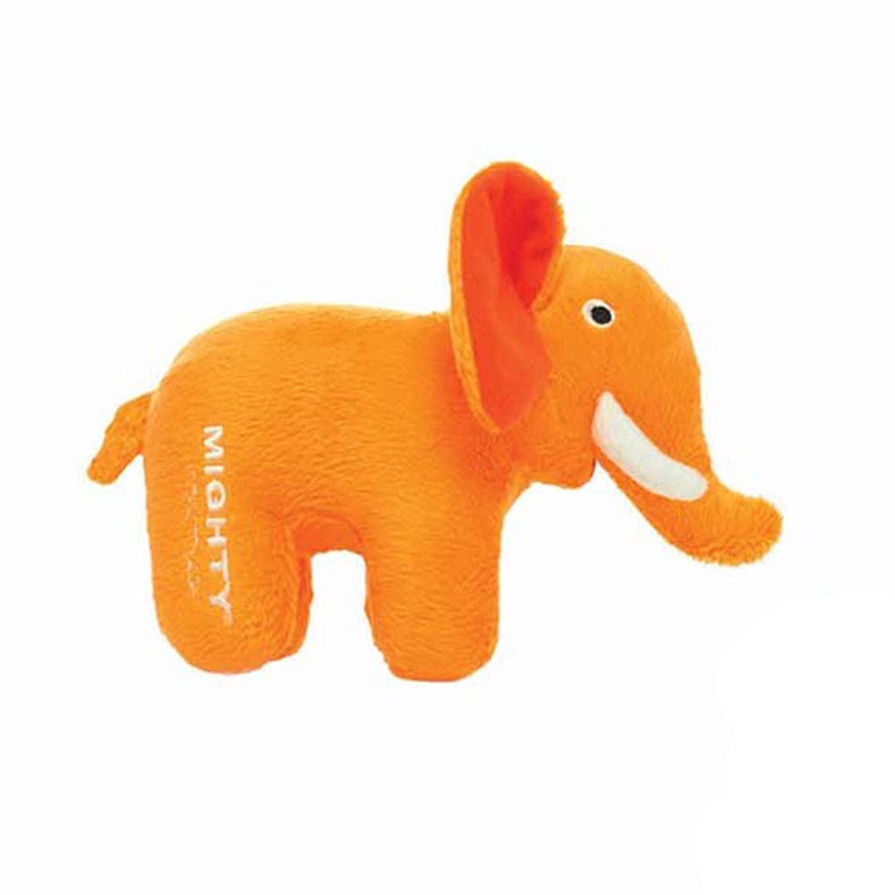 Mighty- Safari Junior Orange Elephant - Squeaker-Multiple Layers. Made Durable, Strong & Tough. Interactive Play Dog Toy (Tug, Toss & Fetch). Machine Washable & Floats