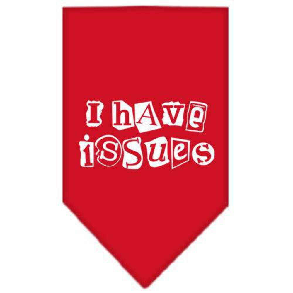 Pet and Dog Bandana Screen Printed, &quot;I Have Issues&quot; Red Small
