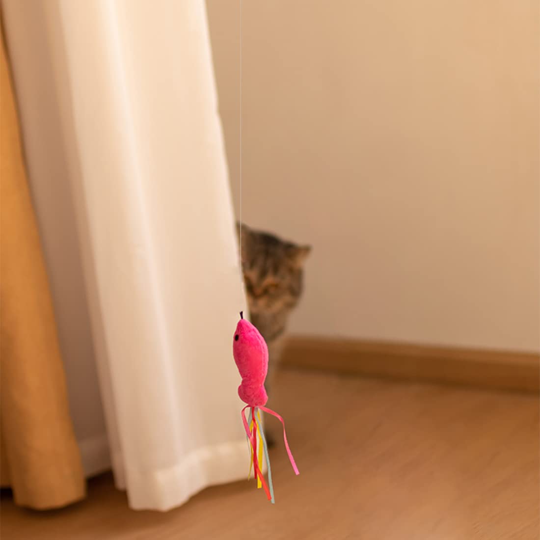 ZeyZoo 5Pcs Catnip Toy, Cat nip Pink Fish Interactive Cat Toy, Kitten Toys Catnip Filled Plush Toys, Feather Teaser Accessories