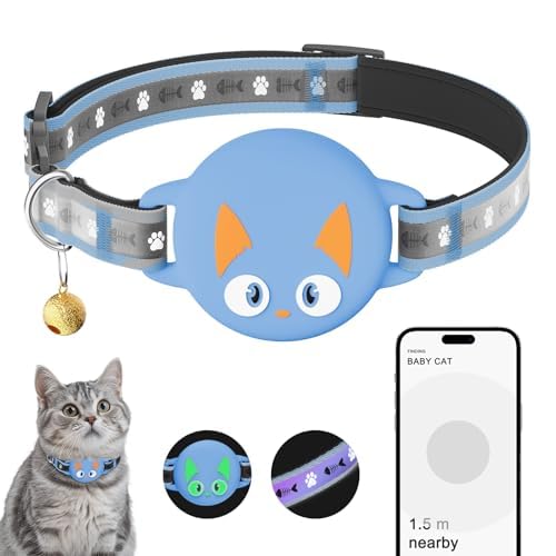 Airtag Cat Collar Breakaway, Reflective Kitten Collar With Apple Air Tag Holder And Bell For Girl Boy Cats, Lightweight Cat Coll