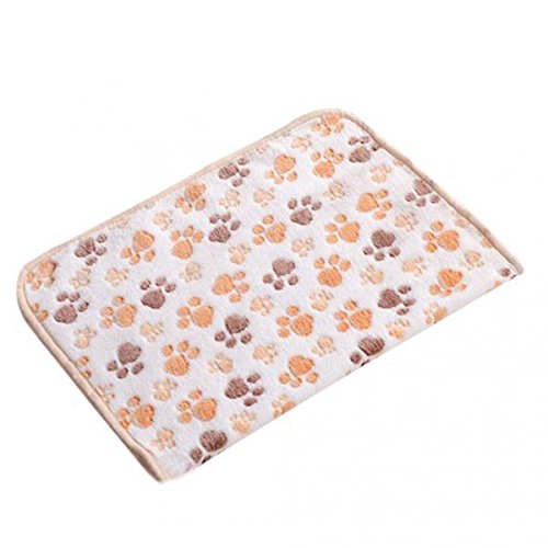 ZOOMELLA 2x Warm BeiFleece Dog Bed Mat with Cartoon Paw Print Pattern BlanketS|Beds| Beds