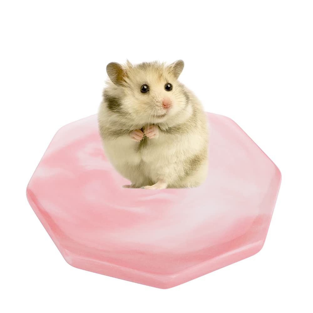 Dqitj Hamster Ceramic Summer Cool Plate Pet Heat Dissipation Plate Octagon Shape Cooling Mat For Hamster And Small Pets (Pink, D