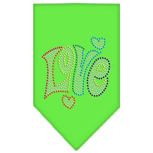 Mirage Pet Products 67-95 SMLMG Technicolor Love Rhinestone Lime Green Print Bandana, Small