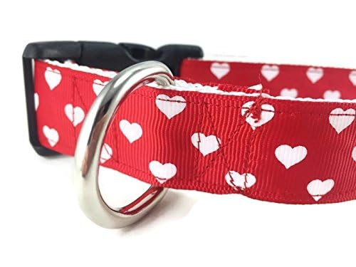 Spring Dog Collar, Caninedesign, Valentine, St Patricks Day, Easter, 1 Inch Wide, Adjustable, Nylon, Medium And Large (Hearts, L