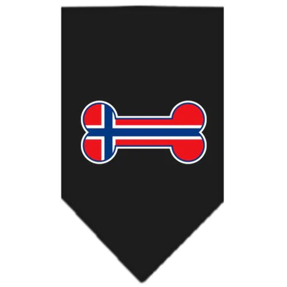 Pet and Dog Bandana Screen Printed, &quot;Bone Shaped Norway Flag&quot; Grey Small