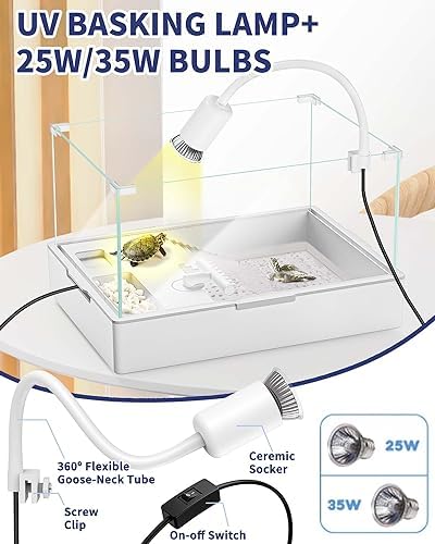 Moonorange Large Turtle Tank Kit(Tank + Light + Water Pump), Acrylic Turtle Tank Starter Kit With Two Rain Shower Head, Adjustab