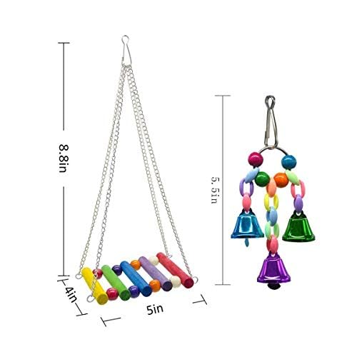 Deloky 8 Packs Bird Swing Chewing Toys- Parrot Hammock Bell Toys Suitable For Small Parakeets, Cockatiels, Conures, Finches,Budgie,Macaws, Parrots, Love Birds