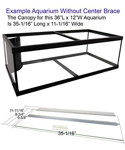 Glass Canopy For Aquariums With And Without Center Braces, 10 Gallon To 200 Gallon Aquariums (Tank Without Center Brace, 36' L X 12' W)