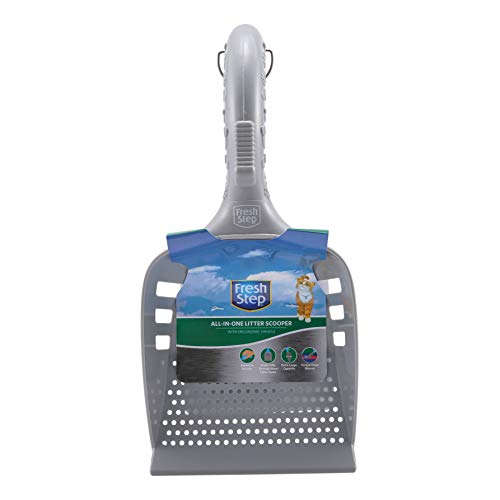 Fresh Step All In One Litter Scoop - Fast And Easy To Use Cat Litter Scooper - Deep Shovel Ergonomic Handle Grip Kitty Litter Sc