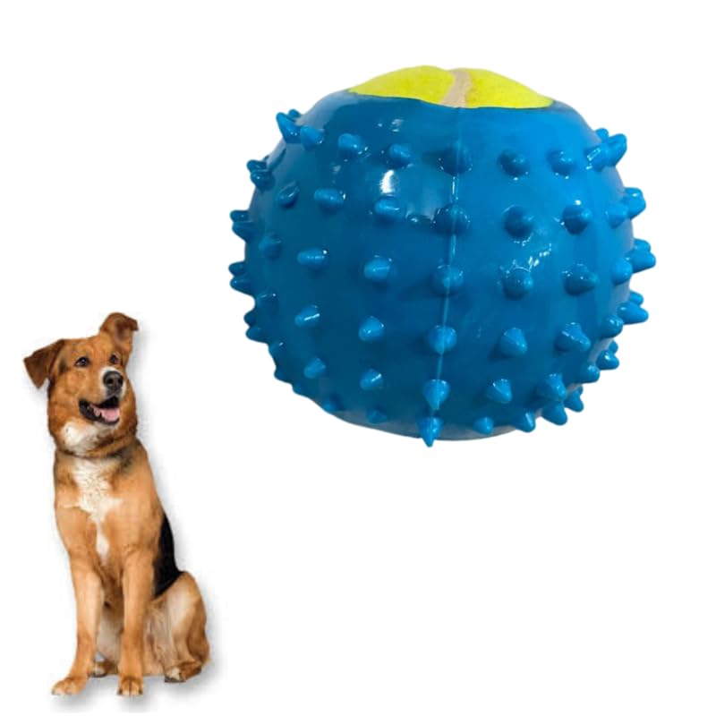 BohoBark Dog Ball Toy for Aggressive Chewers,7cm Indestructible Durable Big Dogs Chew Spiky Ball, Floatable Rubber Pet Toys for 