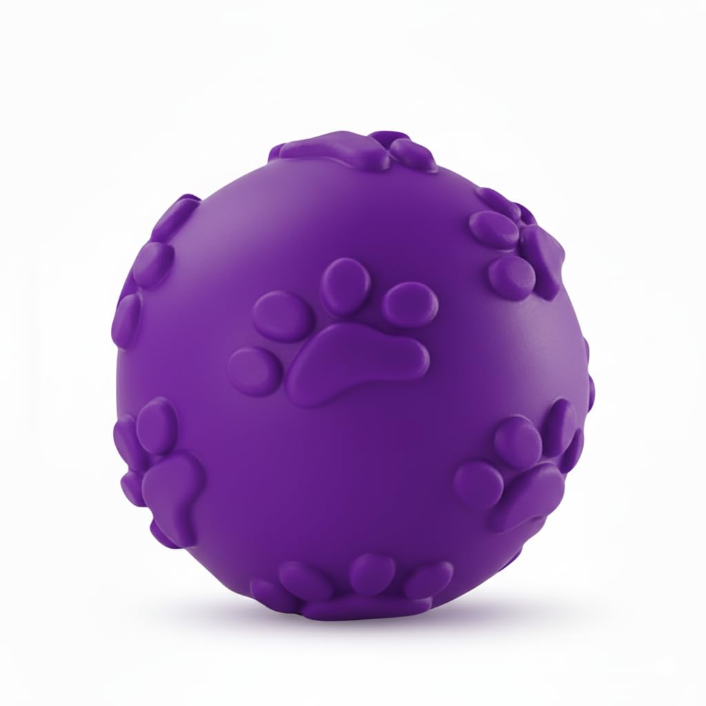 Petarchi Dog Squeaky Chew Ball Toy  (Claw Ball, Purple) Durable and Safe Rubber Fetch Teething Dog Toy for Puppies and Small to
