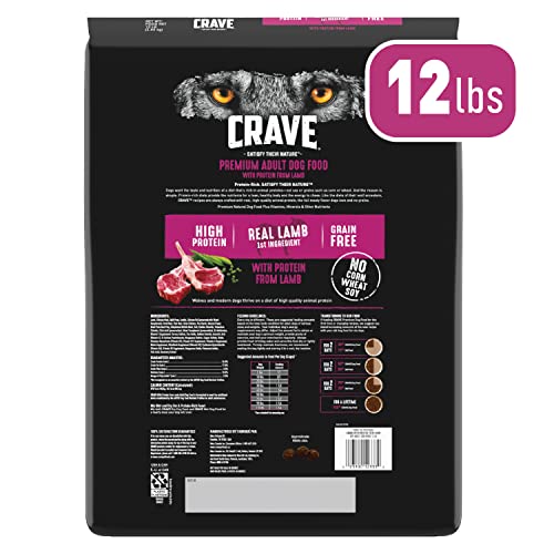 CRAVE Grain Free High Protein Adult Dry Dog Food with Lamb, 12 lb. Bag