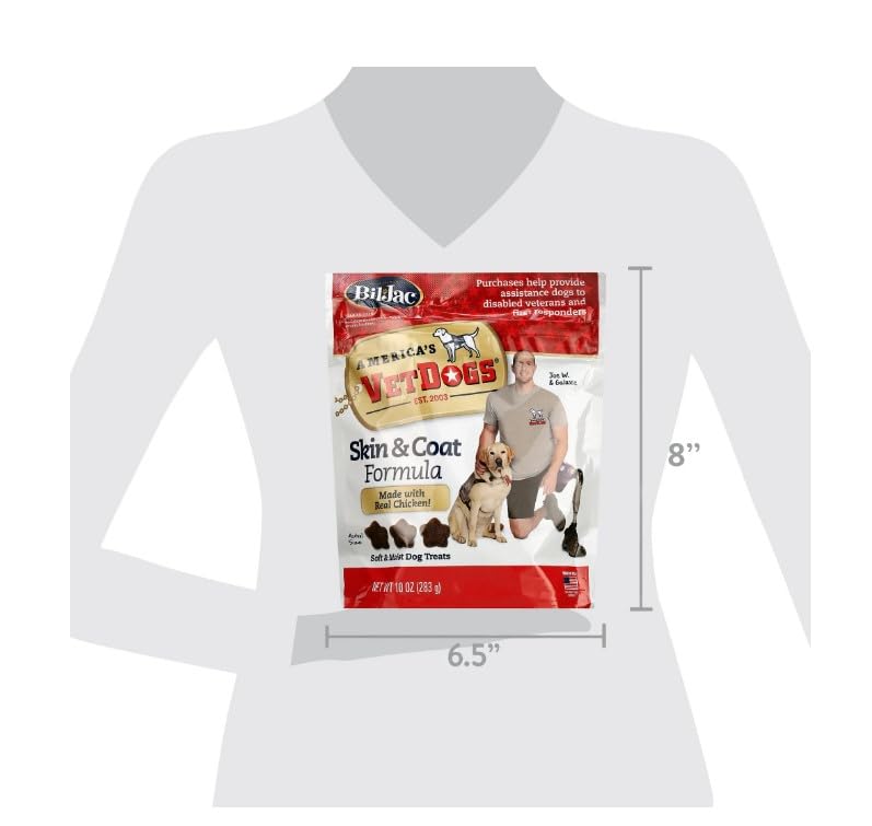 American VetDogs Veterans K-9 Corps Skin & Coat Formula, Soft & Moist Dog Treats, Chicken, 10 oz 1 Pack