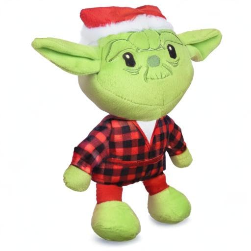 Star Wars for Pets Yoda Dog Toy for Holidays | Santa Yoda Squeaky Chew Toy | Holiday Star Wars Plush Toys | 6 Inch Small Dog Toy