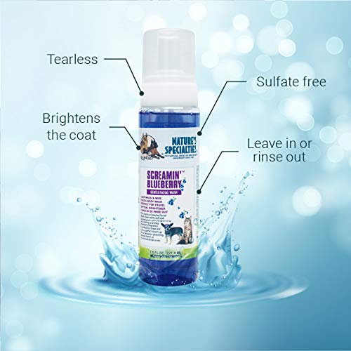 Nature's Specialties Screamin' Blueberry Dog Facial Wash, 7.5 oz, Gentle Formula, Made in USA, Ideal for Professional Grooming