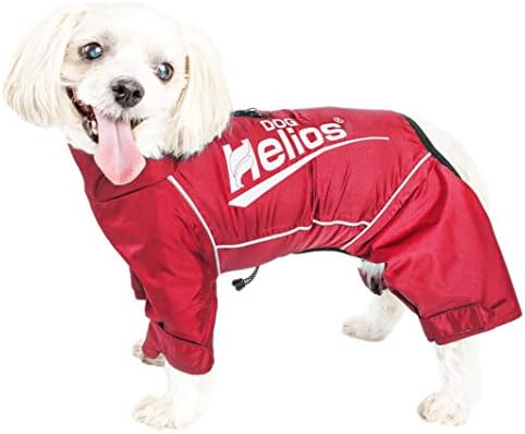 Dog Helios  Hurricanine Waterproof And Reflective Full Body Dog Coat Jacket W/ Heat Reflective Technology, Sporty Red  Small