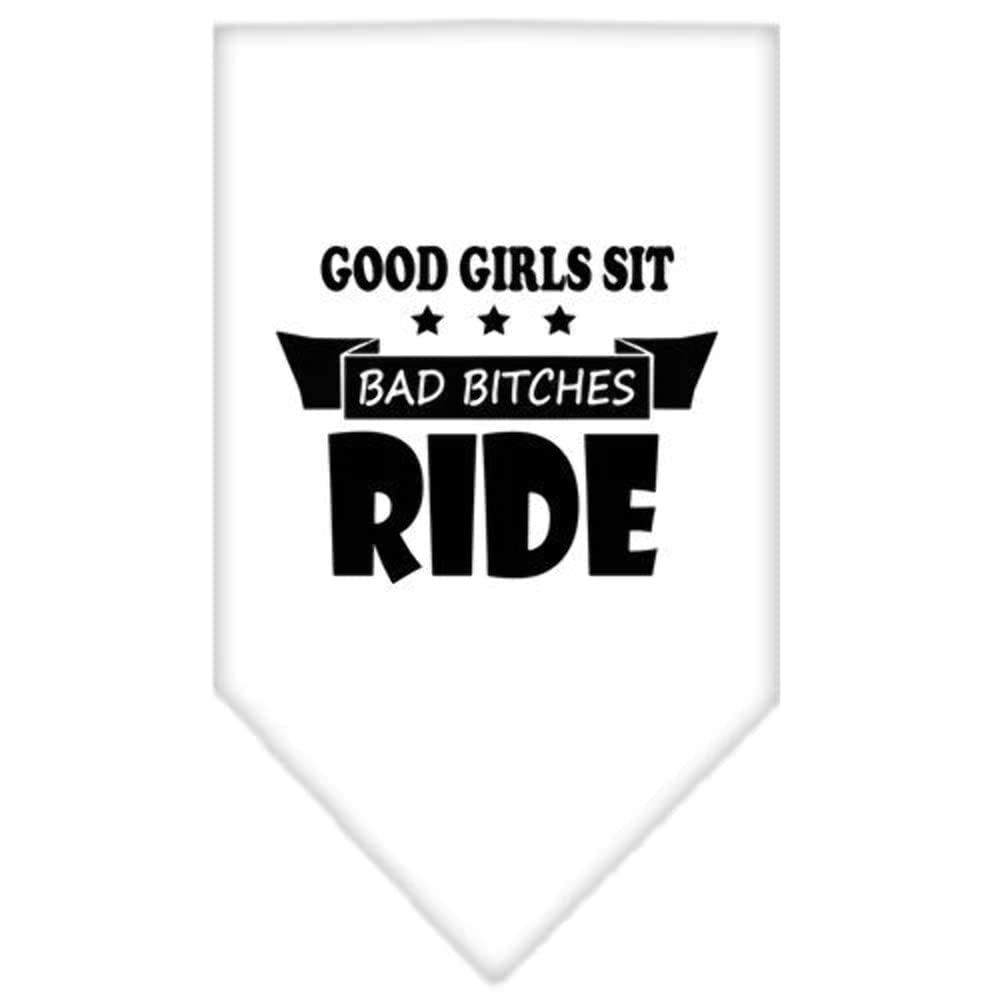 Mirage Pet Product Bitches Ride Screen Print Bandana White Large