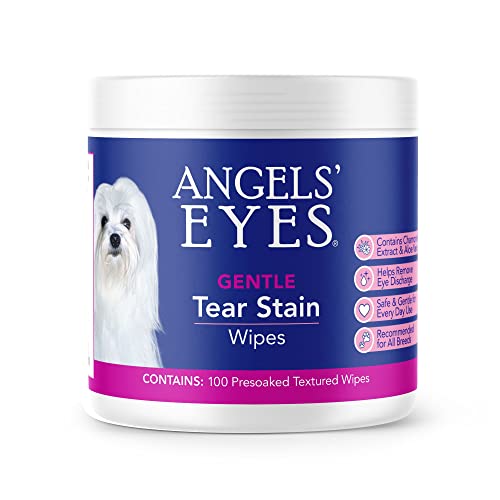 Angelsa Eyes Gentle Tear Stain Wipes For Dogs And Cats  100 Ct Presoaked & Textured Eye & Face Wipes  Remove Discharge & Mucus S