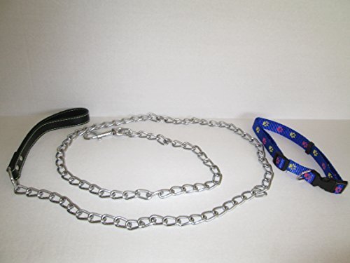 G.I.I 6-Foot Chain Dog Leash With Faux Leather Handle