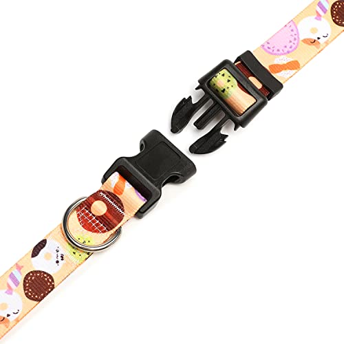 Mercano Adjustable Dog Collar - Special Design Patterns, Soft Nylon Comfortable Durable Pet Collar For Small Medium Large Dogs (S, Beige Cookie)