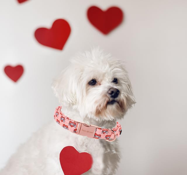 Unique Style Paws Valentine'S Dog Collar Heart Love Collar For Dog Cotton Metal Buckle Dog Collars New