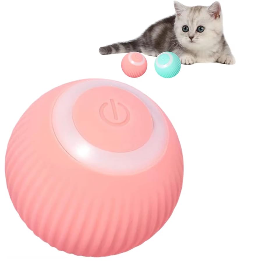 Psk Pet Mart Cat Toy Ball Intelligent Funny Cat Ball 360 Degree Rotatable Cat Toys Rechargeable Rotating Ball With Led Light, Ca
