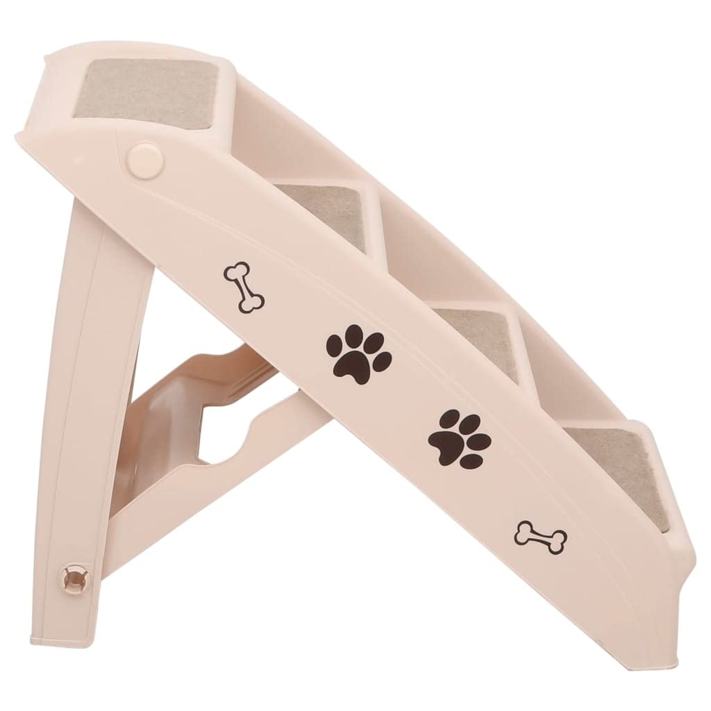 vidaXL Foldable Dog Stairs Cream 62x40x49.5cm