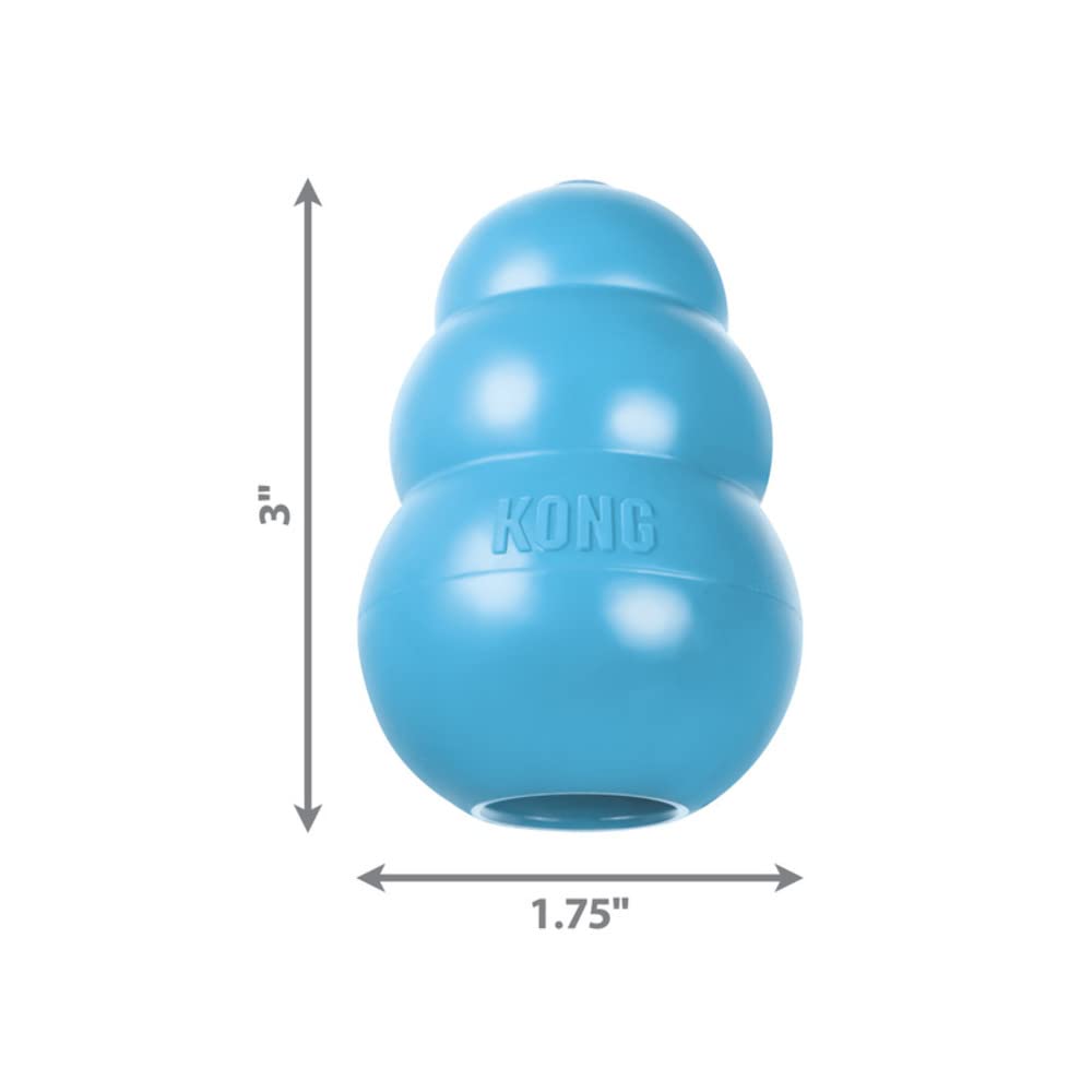 Kong Puppy - Natural Teething Rubber Chew Toy For Dogs - Stuffable Dog Toy For Extended Playtime - Chew & Fetch Toy For Puppies - For Small Puppies - Blue