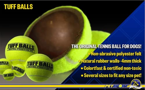 Petsport Yellow Tennis Ball Dog Toys | 2 Pack Mini (1.5'') Pet Safe Durable Felt & Rubber Tuff Balls For Small And Toy Breeds |