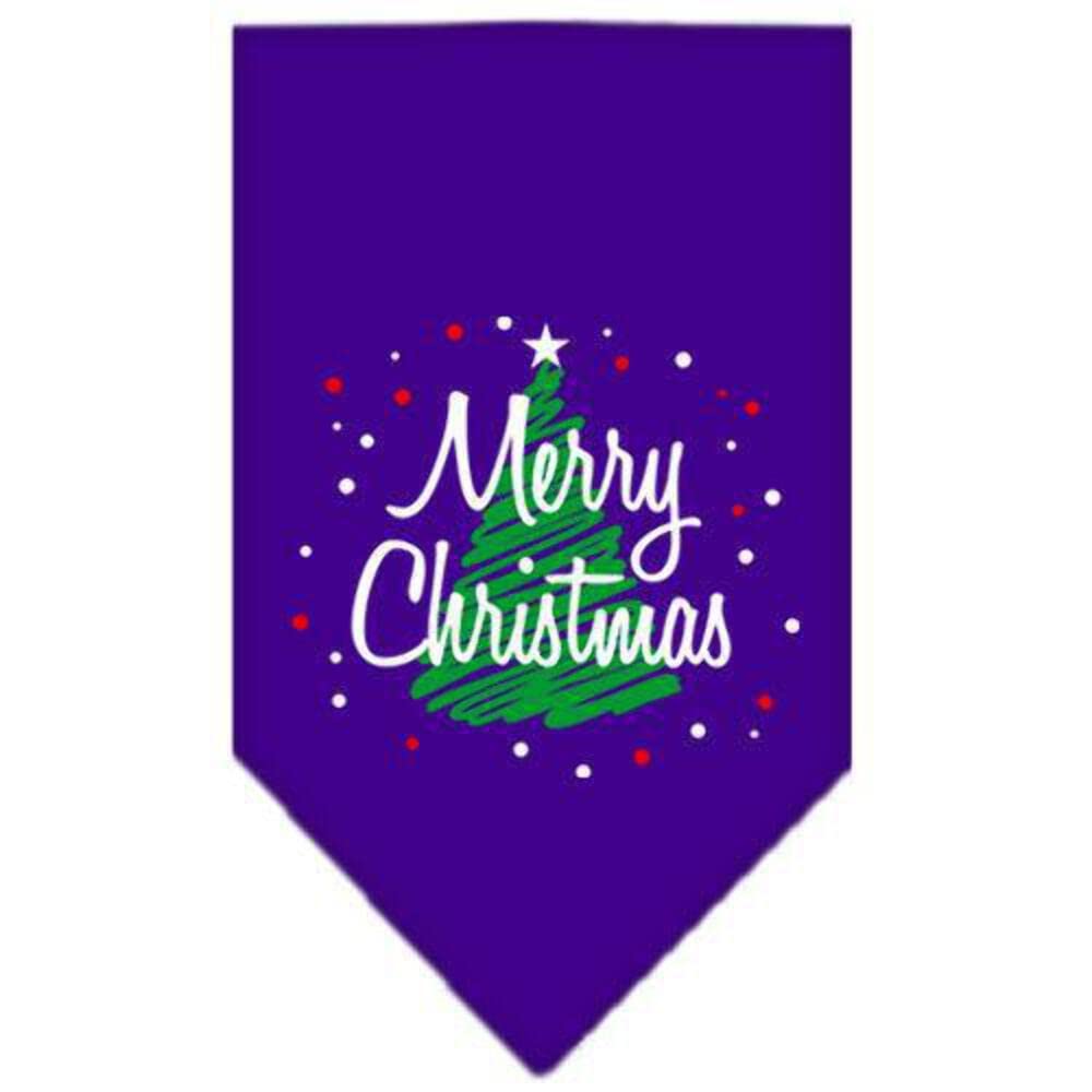 Mirage Pet Products Scribble Merry Christmas Screen Print Bandana for Pets, Large, Purple