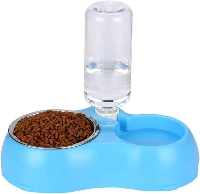 Msa 2In1 Pet Feeder Bowl Set With Automatic Water Dispenser | Dual Stainless Steel Food Bowls With NonSlip NoSpill Base For 