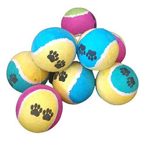 PETLICIOUS & MORE Dog Toys Tennis Ball Paw Print Ball for Dogs & Puppies (Color May Vary, Pack of 12)