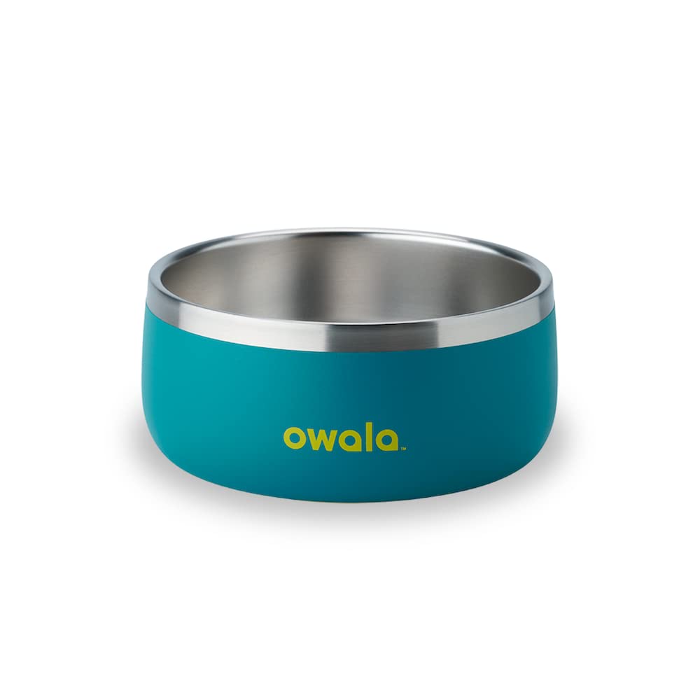 Owala Pet Bowl - Durable Stainless Steel, Food and Water Bowl for Dogs, Cats, and All Pets, Non-Slip Base, 24oz, Teal (Turquoise
