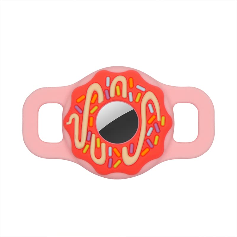 1/2 Inch Pet Collar Holder Compatible For Airtag,Doughnut Shape Protective Cases Covers Dog Cat Collar Holder Silicone Waterproof (Small, Pink)