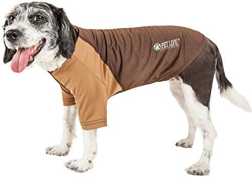 Pet Life  Active Hybreed 4Way Stretch Twotoned Performance Dog Tshirt, Brown W/ Brown  Medium