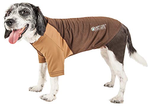 Pet Life Active Hybreed 4-Way Stretch Two-Toned Performance Dog T-Shirt, Large, Brown