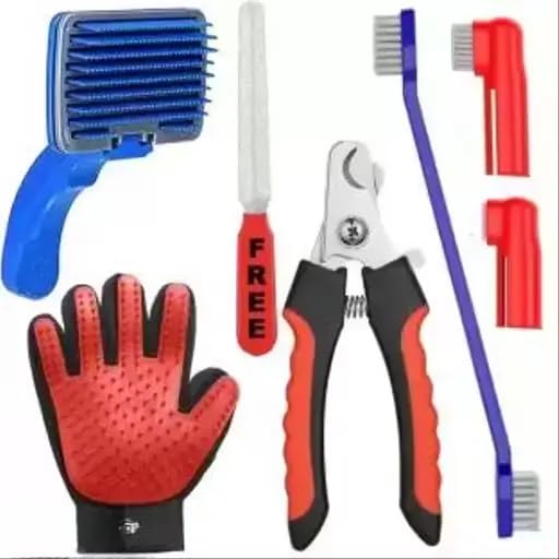 Winfinity Pet Fun 4In1 Pet Grooming Combo For Dogs & Cats Flea Comb, SelfCleaning Slicker Brush, Nail Clipper, Shampoo Bath B