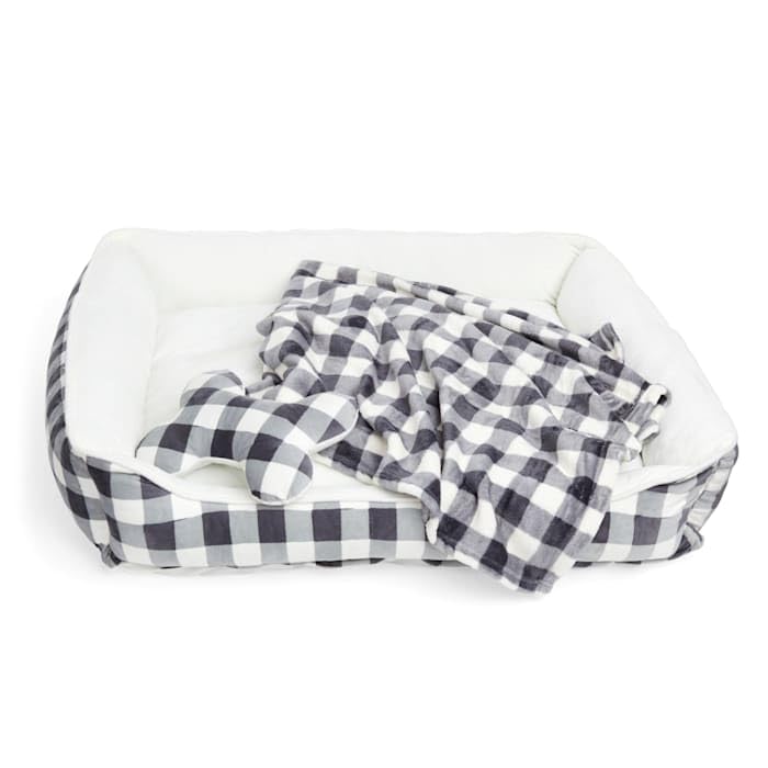 Everyyay Essentials Dog Bed Bundle, 36 L X 30 W X 6.5 H, Plaid