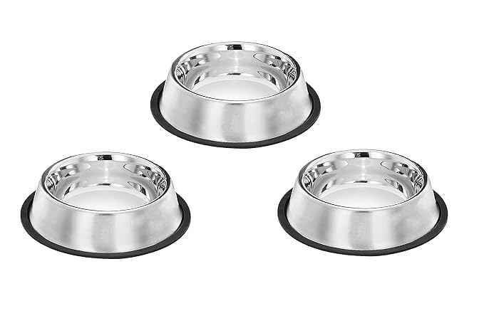 Pets Empire Stainless Steel Dog Bowls (Set Of 3 X 900Ml) Food And Water Non Slip Anti Skid Stackable Pet Puppy Dishes For Small,